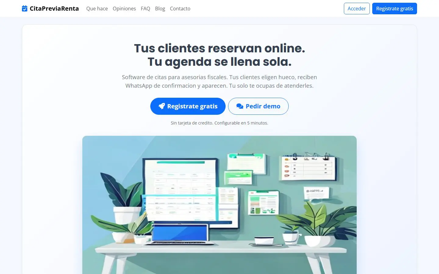 CitaPreviaRenta — landing pública: tus clientes reservan online, tu agenda se llena sola