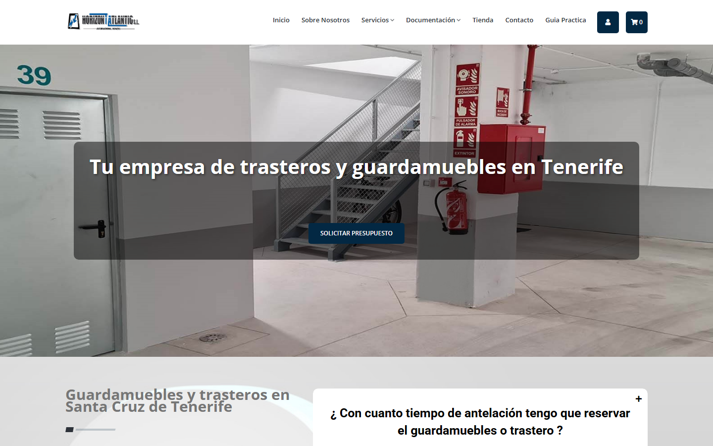 Página de trasteros y guardamuebles