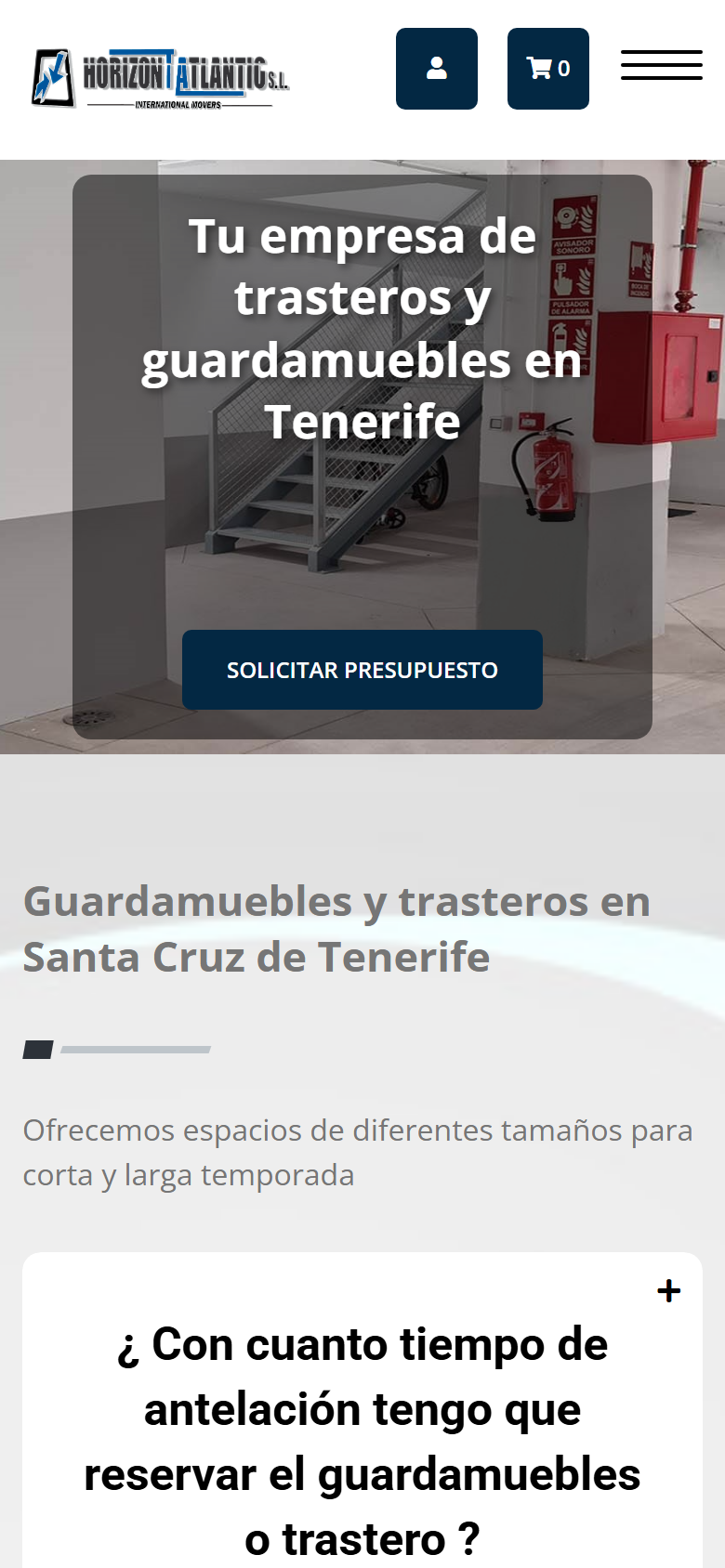 Página de trasteros en móvil